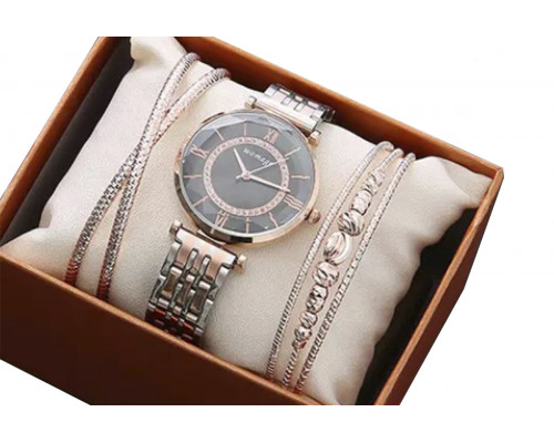 Часы наручные Womage WMG080-H - цвет медь, медно-серебряный браслет